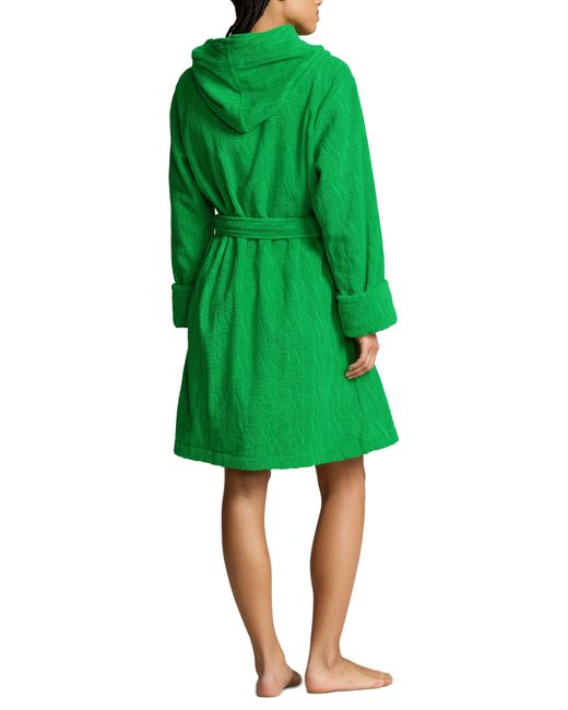 Polo Ralph Lauren Green Hooded Jacquard Robe