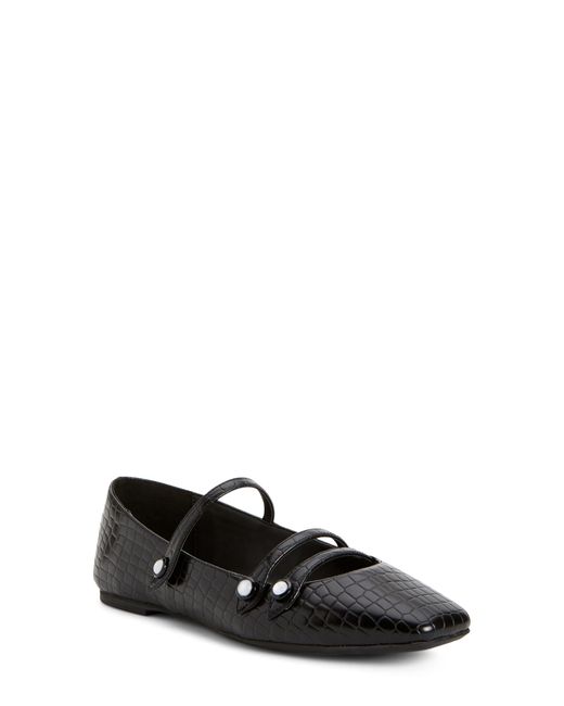 Katy Perry The Evie Croc Embossed Button Flat in Black | Lyst