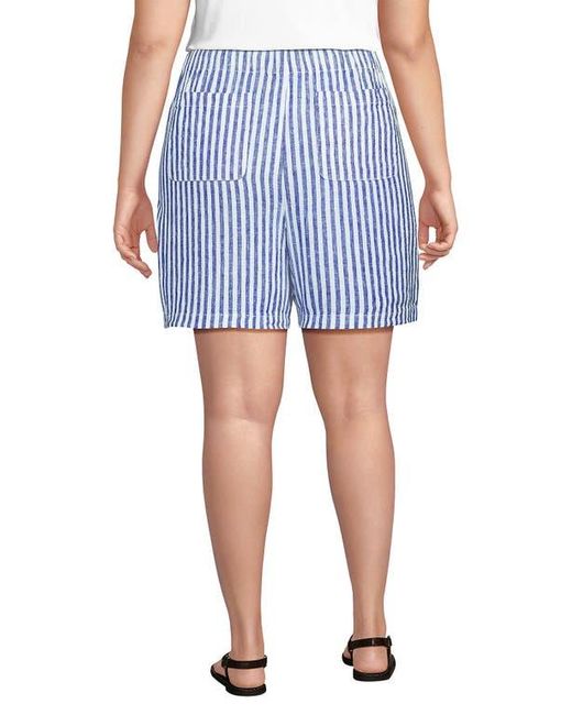 Lands' End Blue Linen High Rise Pull On 7 Shorts