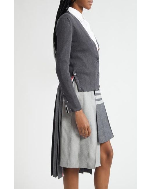 Thom Browne Black Pointelle Stitch Wool & Silk Cardigan
