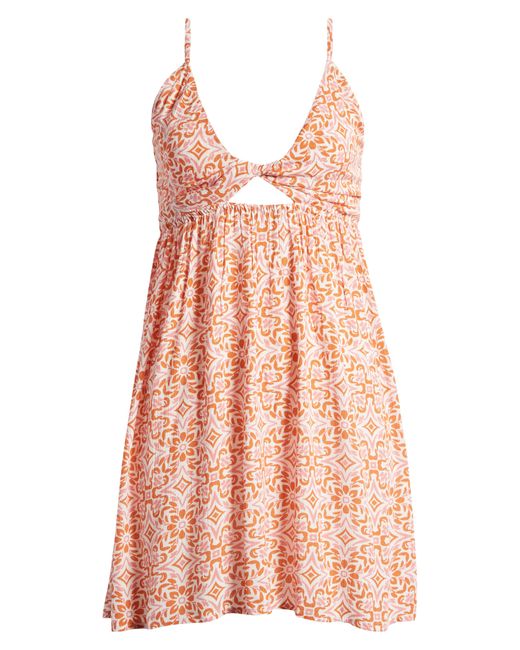 Roxy Pink Evening Glow Cutout Babydoll Dress