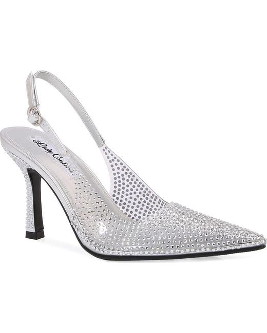 Lady Couture White Clear Rhinestone Slingback Pump
