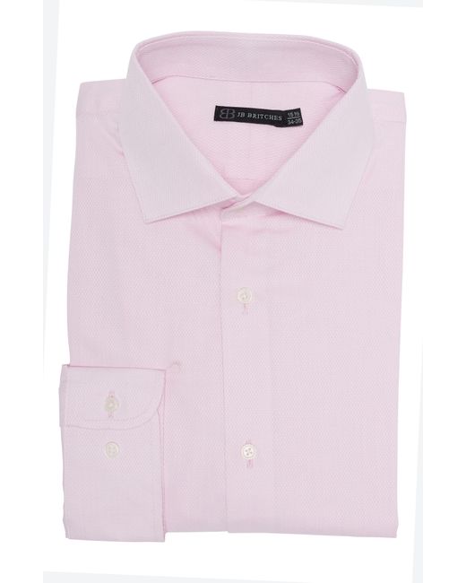 JB Britches Pink Yarn-dyed Solid Dress Shirt for men