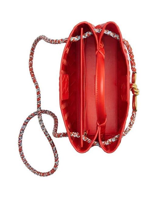 Bottega Veneta Red Small Andiamo Intrecciato Leather Shoulder Bag