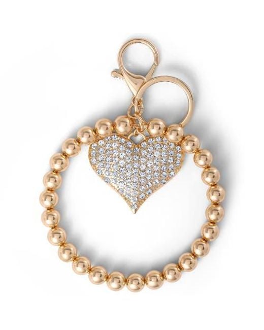 Jessica Simpson Metallic Heart Charm Stretch Keychain Bracelet