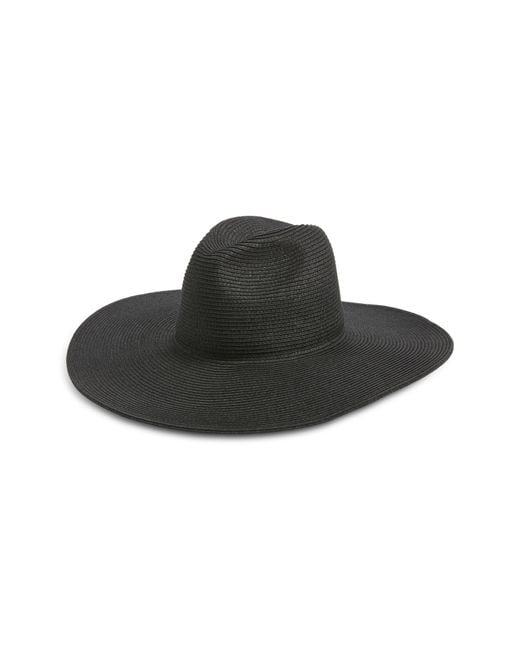 Nordstrom Black Packable Wide Brim Straw Panama Hat