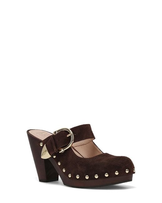 Frye Brown Cindy Buckle Clog
