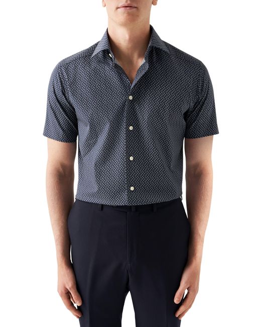Eton of Sweden Blue Contemporary Fit Banana Print Short Sleeve Shirt for men