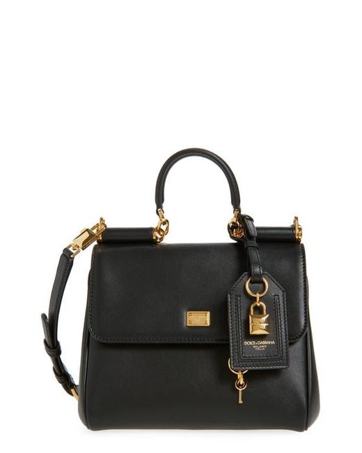 Dolce & Gabbana Black My Sicily Plongé Leather Top Handle Bag