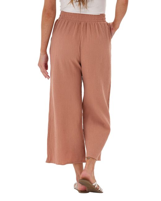 Threads For Thought Pink Ivanna Organic Cotton Gauze Wide Leg Pants