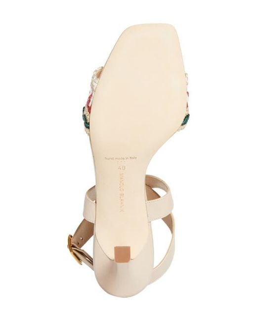 Manolo Blahnik Natural Mabeco Ankle Strap Sandal