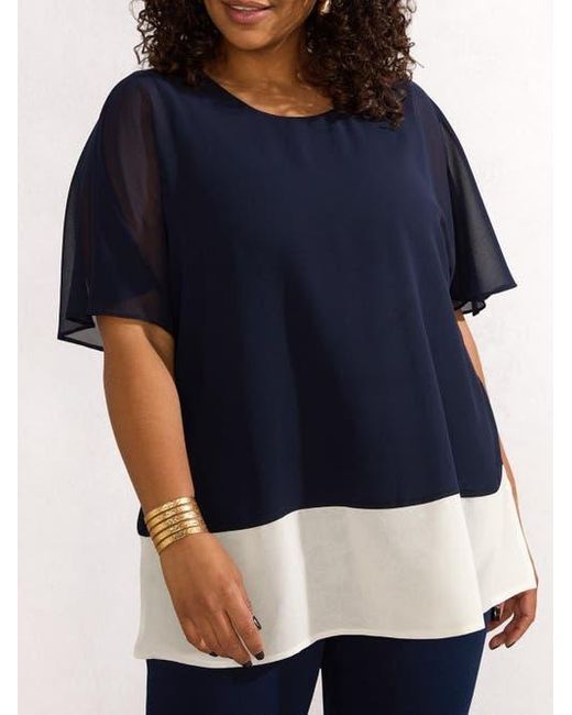 Live Unlimited Blue Colour Block Overlay T-Shirt