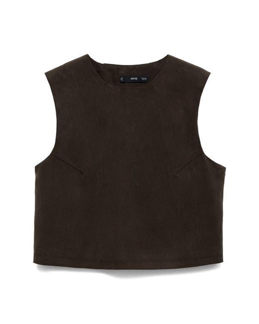 Mango Black Sleeveless Back Button Crop Top