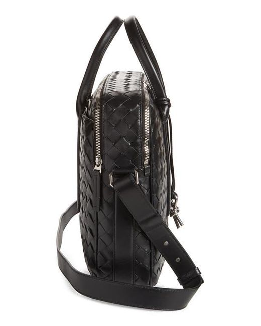 Bottega Veneta Black Large Getaway Intrecciato Leather Briefcase for men