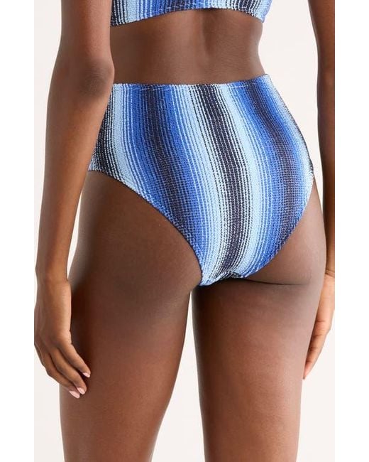 Lemlem Blue Stripe High Leg Bikini Bottoms