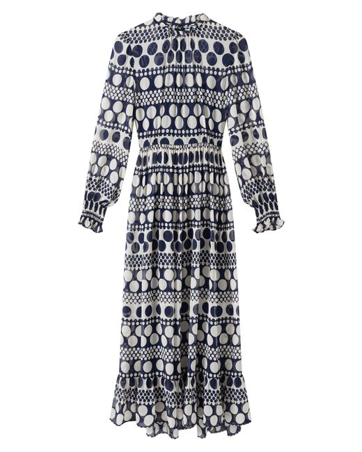 LK Bennett Susie Polka Dot Long Sleeve Midi Dress in Black Lyst