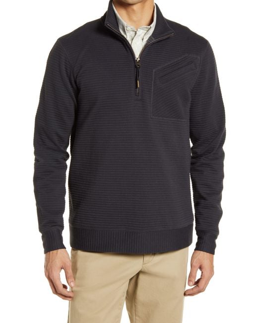 Billy Reid Blue Double Knit Half-Zip Pullover for men