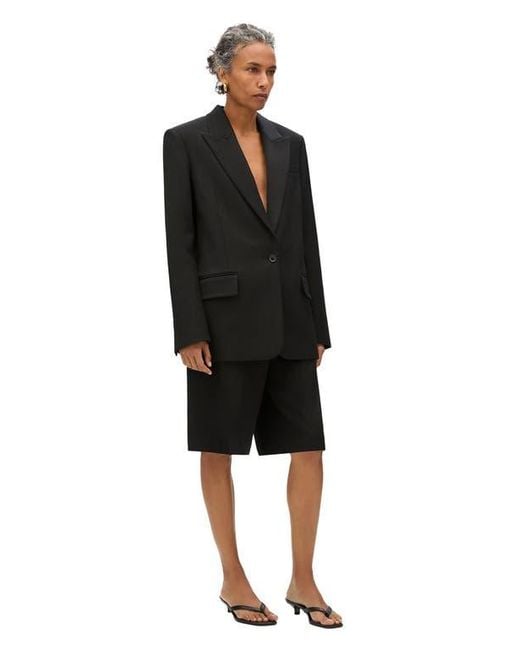 Another Tomorrow Black Oversized Tailored Jacket