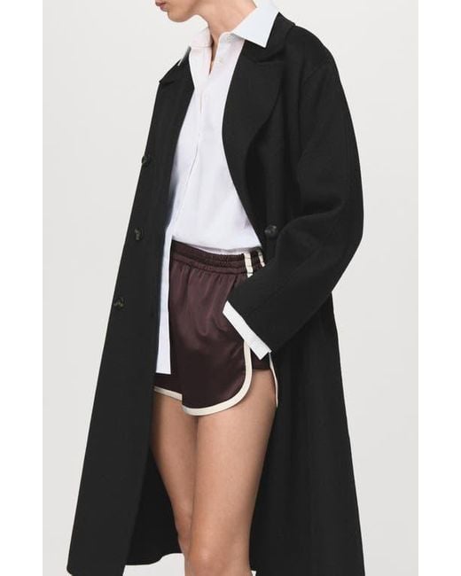 Mango Black Picarol Double Breasted Wool Blend Coat