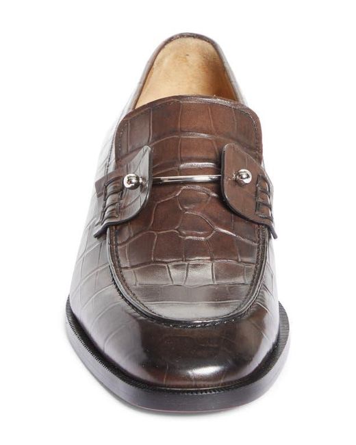 Christian Louboutin Brown Chambelimoc Croc Embossed Loafer for men