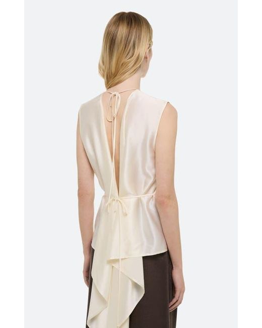 Helmut Lang White Scarf Drape Detail Reversible Silk Top