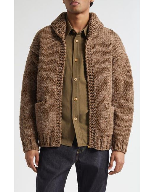 Visvim Hand Knit Full Zip Wool & Cashmere Cardigan in Brown for