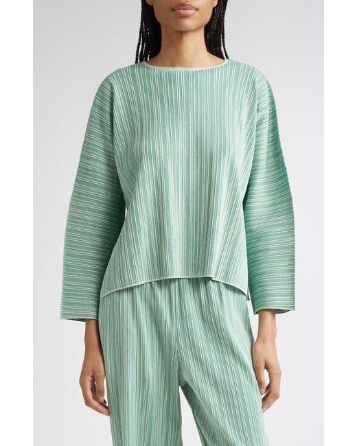 Pleats Please Issey Miyake Green A-Poc Pleated Top
