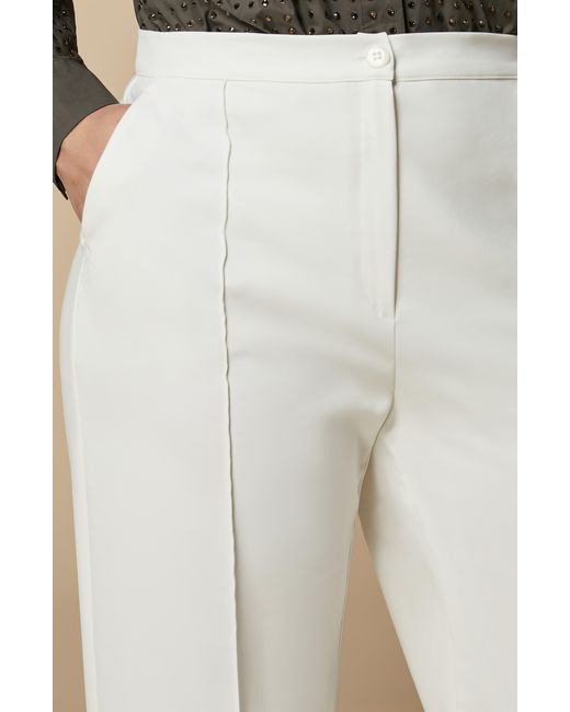 Marina Rinaldi White Ermes Wide Leg Cotton Blend Canvas Pants