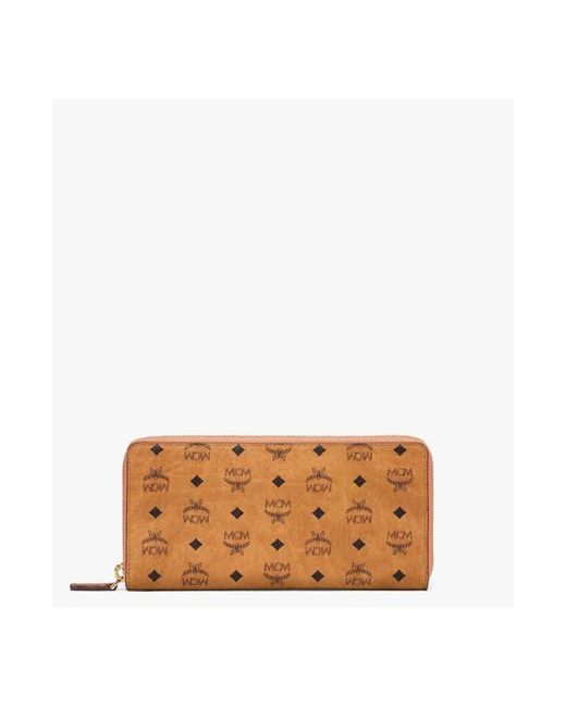 MCM White Aren Zip Around Wallet for men
