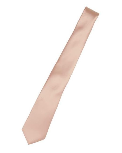 Brooklyn Brigade Pink Solid Satin X-Long Tie for men