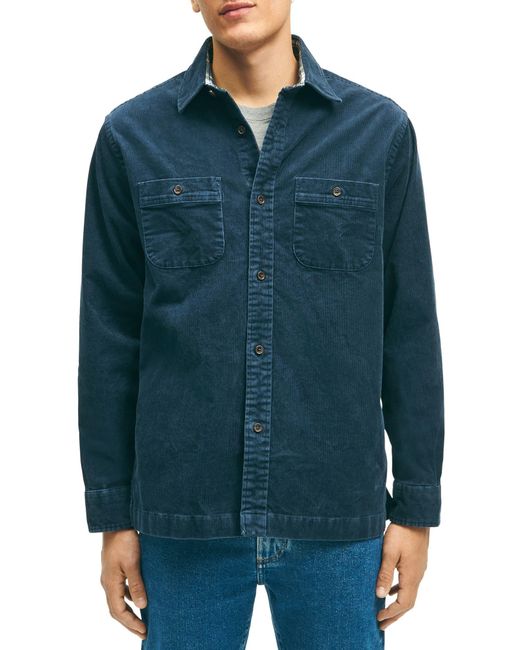 Brooks Brothers Blue Cotton Blend Corduroy Shirt Jacket for men