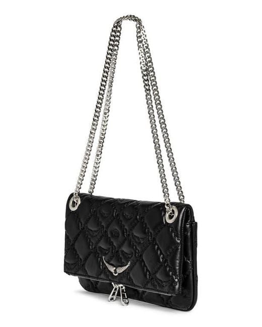 Zadig & Voltaire Black Rock Ii Diamond Quilted Monogram Leather Crossbody Bag