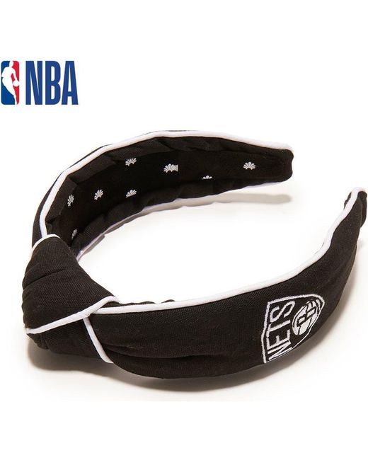 Lele Sadoughi Black Nba Brooklyn Nets Embroidered Headband