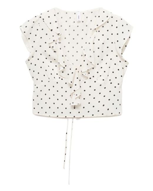 Mango Gray Kendal Ruffle Crop Top