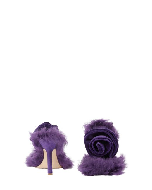 Burberry Purple Shearling Rose Sandals 105
