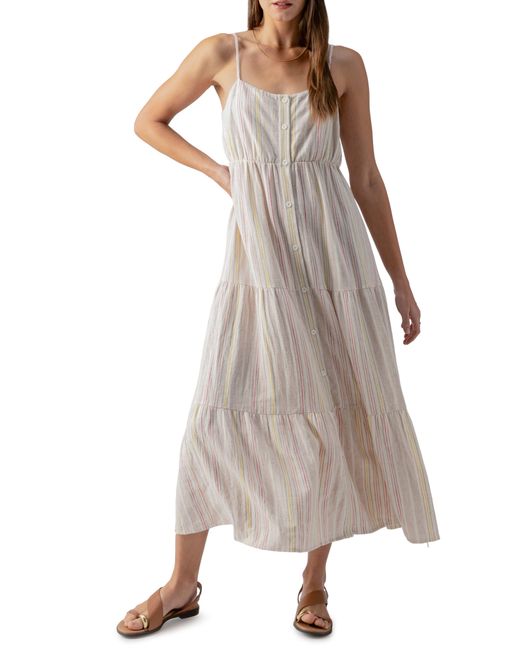 Sanctuary Multicolor Stripe Linen Blend Midi Dress