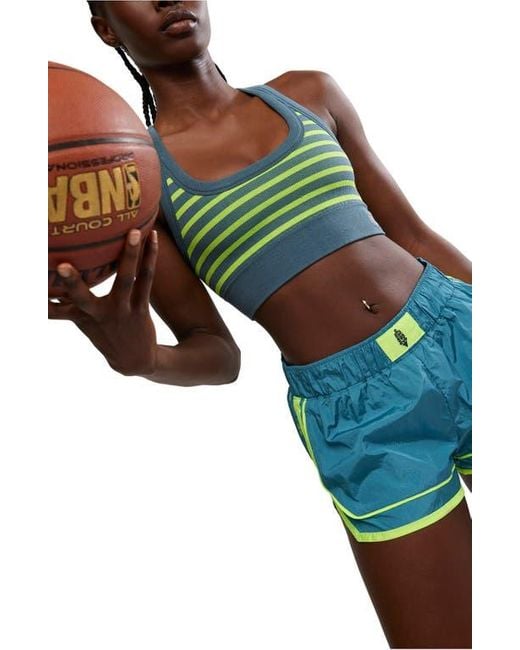 Free People Green Fp Movement Stripe Go To Sports Bra