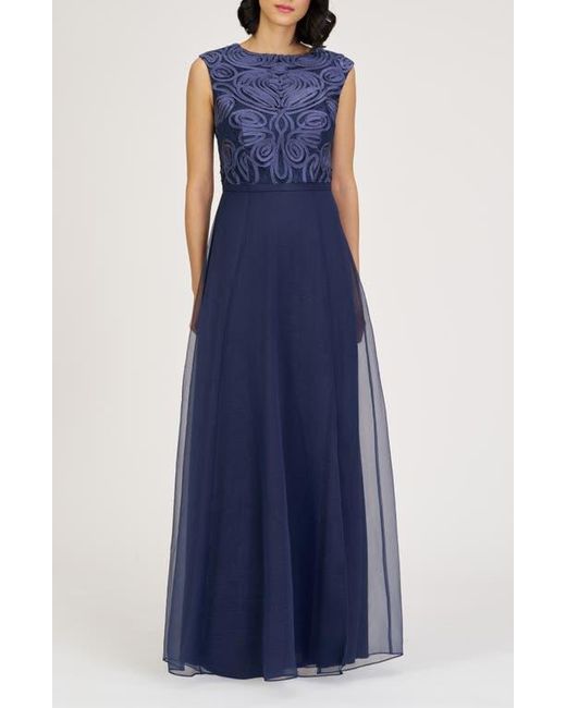 JS Collections Blue Keira Soutache Lace Bodice Gown