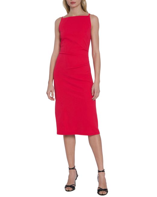 Maggy London Red Side Ruched Sheath Dress