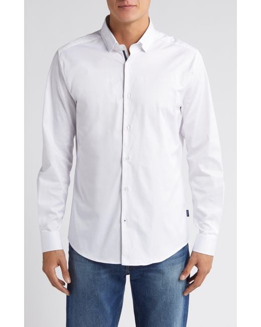 Stone Rose White Solid Drytouch Performance Button-up Shirt At Nordstrom for men