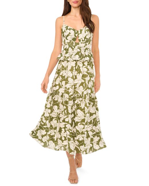 Parker Yellow The Lila Floral Tiered Midi Dress