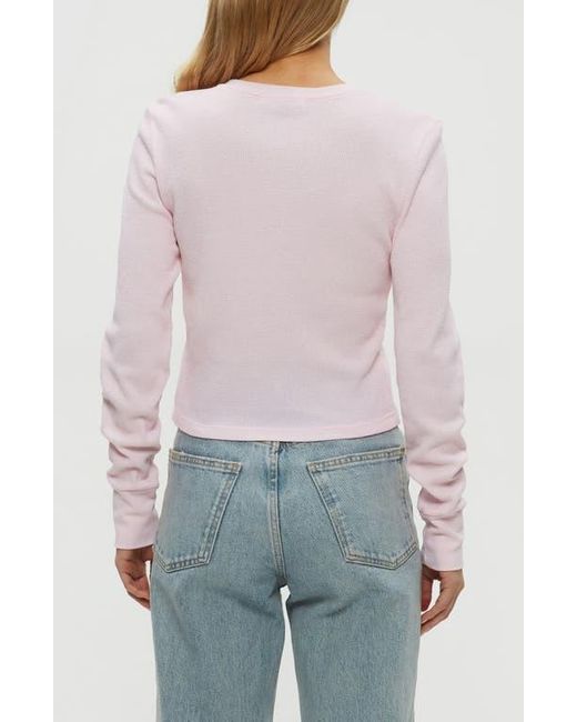 Michael Stars Gray Palmer Cropped Long Sleeve Thermal T-Shirt