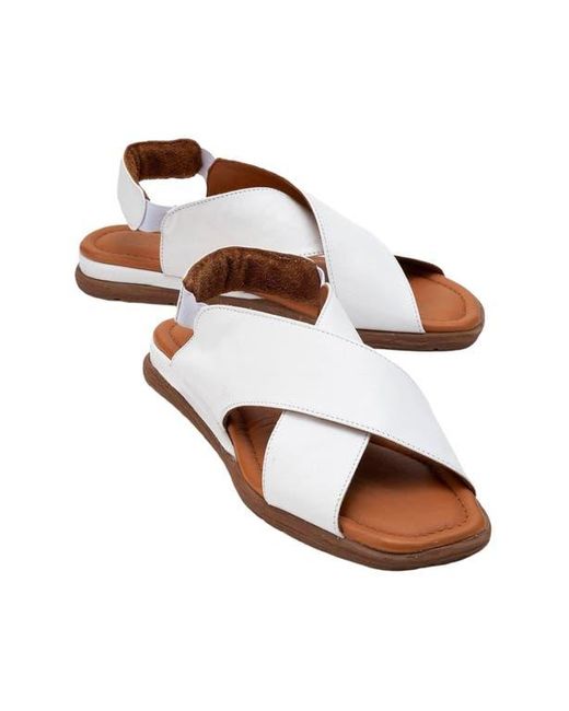Forever & Always Shoes Brown Broods Elastic Leather Slip On Sandals
