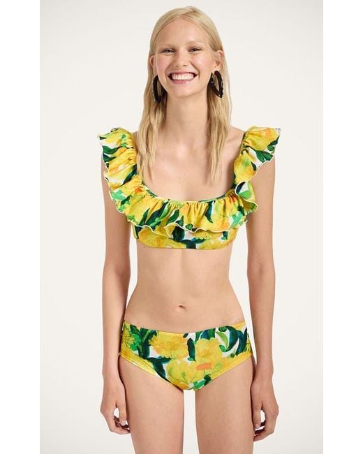 LaDoubleJ Yellow Ruffle Bikini Top