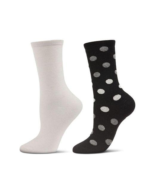 Memoi Black Assorted 2-Pack Crew Socks