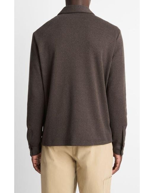 Vince Gray Herringbone Cotton-Blend Zip Polo Shirt for men