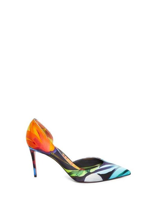 Christian Louboutin Blue Iriza Flower Pointed Toe Half D'Orsay Pump