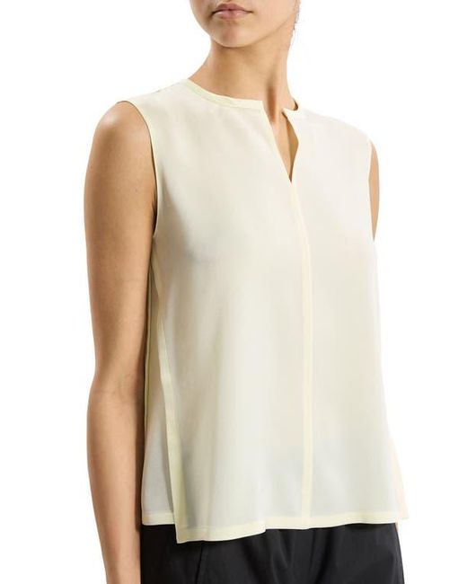 Theory White Split Neck Satin Tank