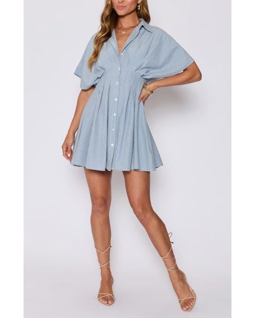 Vici Collection Blue Benson Pleated Shirtdress
