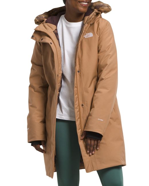 The North Face Arctic Waterproof 600-fill-power Down Parka With Faux Fur  Trim in Brown | Lyst